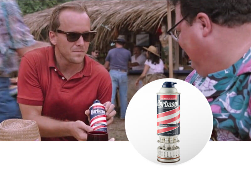 O creme de barbear Barbasol apareceu no filme Jurassic Park e ficou marcado pela facilidade de reconhecimento dos elementos da embalagem. Isso é branding.